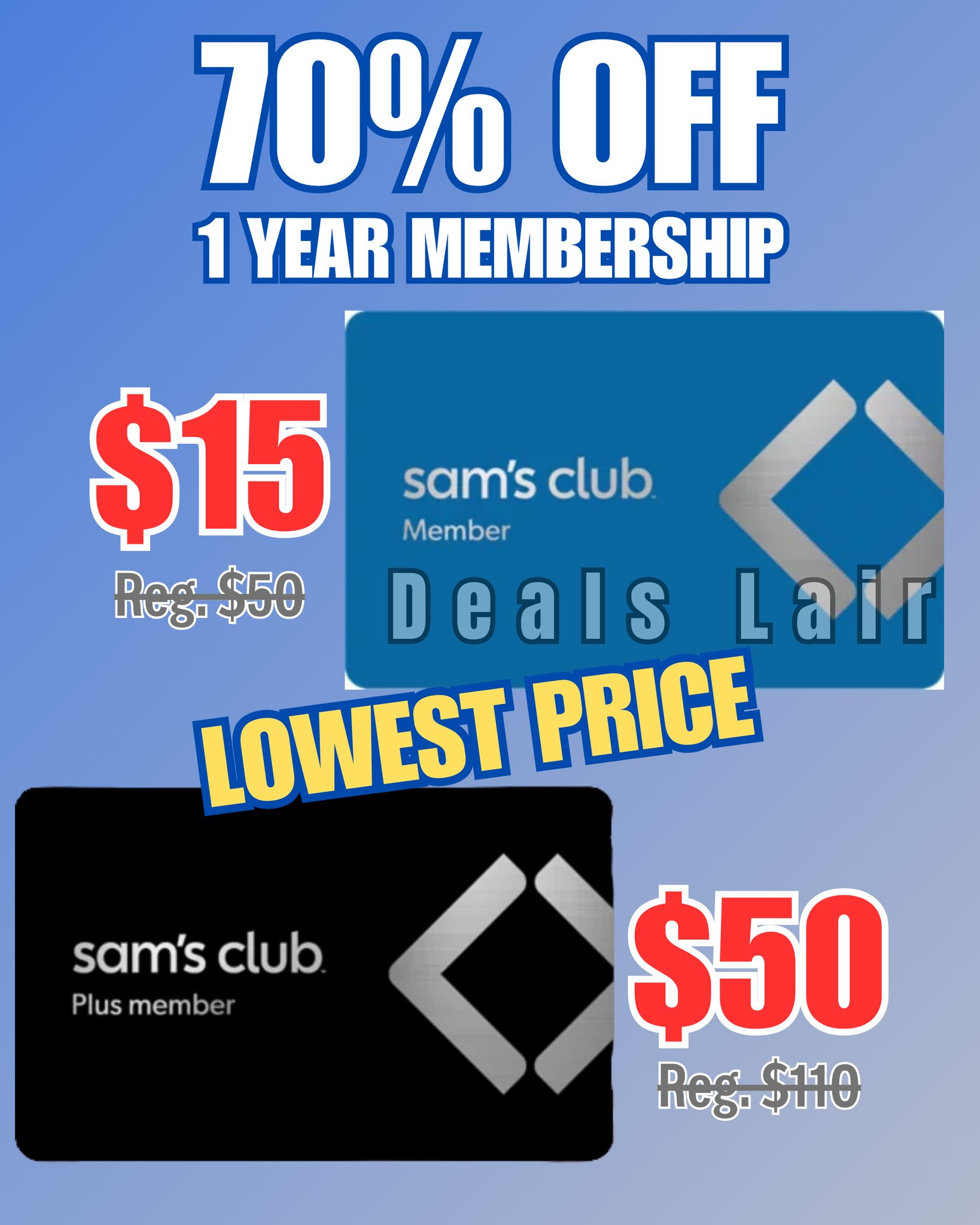 Sam's CLub membership 1 năm $15