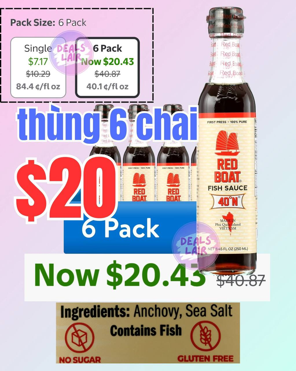 (6 pack) Red Boat Fish Sauce 8.45 fl oz Bottle