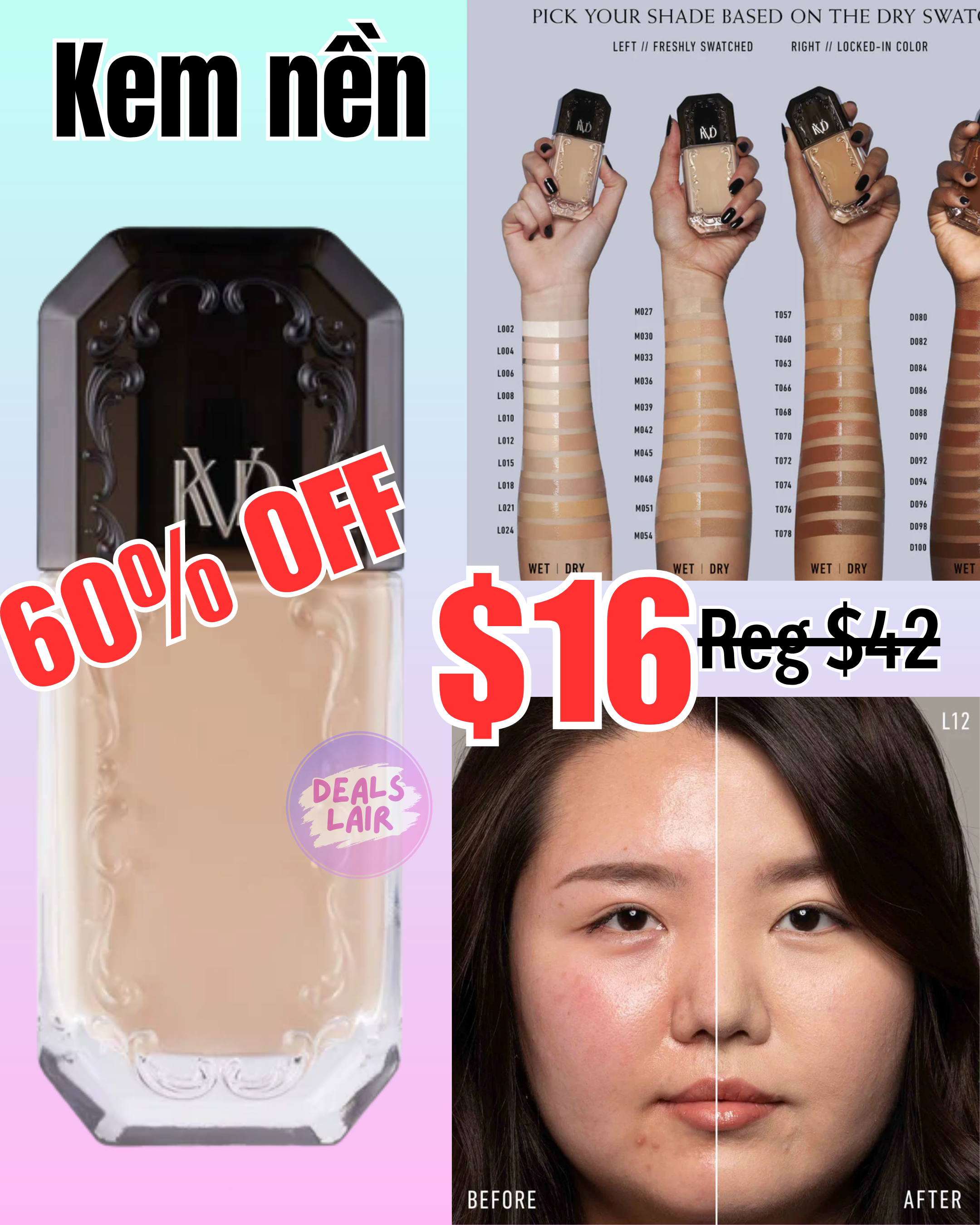 Kem nền KVD | Good Apple Full-Coverage Transfer-Proof Serum Foundation